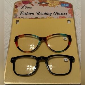 Reading glasses - 2.0 magnification - package of 2 pairs (not 3) - NEW! Unworn
